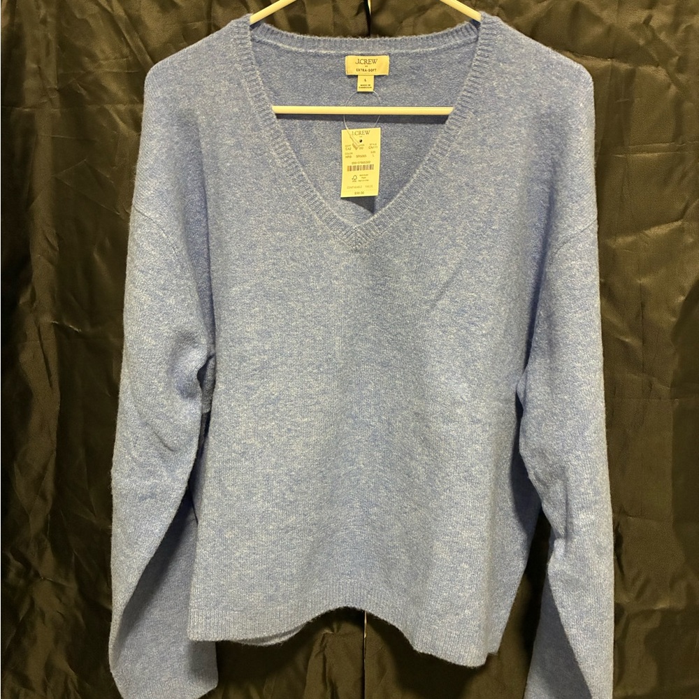J. Crew Factory Women's Light Blue V-Neck Sweater